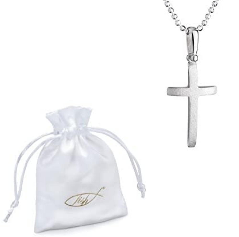 Fish Sterling Silver 925, Communion Cross Necklace